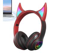 Yurosuis Game Headset Over Ear | Devil Cat Ear Wireless Game Cups | Lightweight Headphones, Sports Headphones With Colorful Breathing Lights For Playing Games
