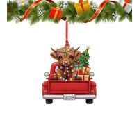 Yurosuis Highland Cow Christmas Decorations | 2D Acrylic Seasonal Decor - Highland Cow Holiday Ornaments - for Indoor Christmas Tree Home Hotel Bedroom Living Room Entryway Party Gathering