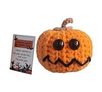 Yurosuis Knit Pumpkins - Pumpkin Crochet Doll with Positive Card - Collectible Decor for Room Desk Car Home Housewarming Birthday Gift Women Men Family Friends