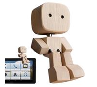 Yurosuis Wooden Human Figure - Shaking Wooden Man Figure Decoration | Desktop Dashboard Funny Sculpture Ornament for Family Outings Road Trip Living Room Commuting Dormitory
