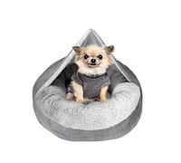 YURRO Luxury Hooded Dog Cave Bed,Winter Chihuahua Dog Bed Warm,Super Soft Rectangle Puppy Bed for Large/Medium/Small,Donut Pet Bed with Blanket