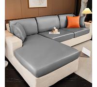 YURRO Waterproof PU Leather Sofa Cushion Cover with Elastic Band,Stretch Sectional Couch Slipcover,Anti Scratch Protector Cover for 1/2/3/4 Seater