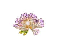 YURSHJAM Blossom Fortune Chinese Style Brooch - Freshwater Pearl, Peony & Red-Crowned Crane Design - Elegant Accessory for Han Dynasty Clothing