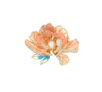 YURSHJAM Blossom Fortune Chinese Style Brooch - Freshwater Pearl, Peony & Red-Crowned Crane Design - Elegant Accessory for Han Dynasty Clothing