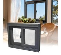 yurstcggh Horizontal Sliding Shed Window Replacement Basement Shed Windows with Glass & Screen, Slider Windows Casement for Chicken Coop 90×45cm Dark Gray