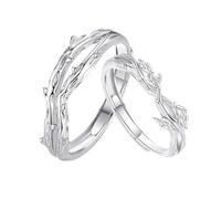 yuruyi Adjustable Matching Rings for Couple - Heart Gemstone Matching Promise Bands for Love, Romantic Engagement Ring for Couple, Wedding & Valentine's Gifts for Him/Her, Copper, Cubic Zirconia