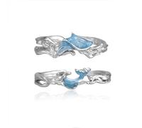 yuruyi Adjustable Matching Rings for Couple - Heart Gemstone Matching Promise Bands for Love, Romantic Engagement Ring for Couple, Wedding & Valentine's Gifts for Him/Her, Copper, Cubic Zirconia