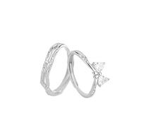 yuruyi Adjustable Matching Rings for Couple - Heart Gemstone Matching Promise Bands for Love, Romantic Engagement Ring for Couple, Wedding & Valentine's Gifts for Him/Her, Copper, Cubic Zirconia