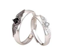 yuruyi Adjustable Matching Rings for Couple - Heart Gemstone Matching Promise Bands for Love, Romantic Engagement Ring for Couple, Wedding & Valentine's Gifts for Him/Her, Copper, Cubic Zirconia