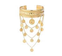 yuruyi Gold/Silver Plated Upper Arm Cuff Bracelet for Women Minimalist S Shape Sexy Harness Armlet Adjustable Upper Armchain Bangle Armband for Women, Adjustable, Metal, Goldstone