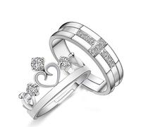 yuruyi Matching Couple Rings for Him & Her Set - Romantic Heart Design | Adjustable Hypoallergenic Wedding Bands Engagement Ring Sets for Couple Valentine's Day Gifts, Copper, Cubic Zirconia