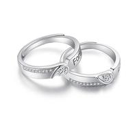 yuruyi Matching Rings for Couples - Romantic Heart Design | Adjustable Hypoallergenic Wedding Ring Engagement Ring Set His and Her Valentines Day Gifts, Adjustable, Copper, Cubic Zirconia