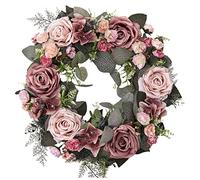 Yusat Artificial Flower Wreath, Rose Door Wreath Spring Wreath Summer Wreaths Wall Hanging Decoration for Garland Farm Wedding 45cm (light purple)