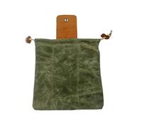 Yusat Bushcraft Foraging Pouch Waxed Canvas Collapsible Pouch with Belt Loop and Metal Buckles for Outdoor Hiking and Treasure 8.25x2.75 Inch (Green)