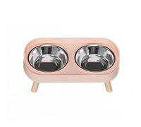 Yusat Elevated Dog Bowl Set Raised Dog Bowls with Splash Guard 2x400ml Stainless Steel Bowls for Medium Large Dogs Feeding and Drinking