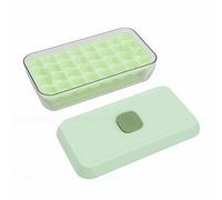 Yusat Ice Cube Tray with Scoop Ice Tray with Scoop Maker with Press Type Maker Easy Release Stackable Storage with Lid Bin for Freezer (L Green)