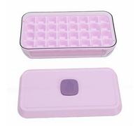 Yusat Ice Cube Tray with Scoop Ice Tray with Scoop Maker with Press Type Maker Easy Release Stackable Storage with Lid Bin for Freezer (L Purple)
