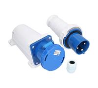 Yusat Industrial Connector Aviation Socket Aircraft Plug Cable Plug Socket 63A 220 to 3 Pin 2P plus E IP67 with Brass Guide Bar for Industry Airport Do