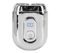 Yusat Mini Electric Beard Trimmer IPX7 USB C Fast Charging 450mAh LED Display Portable Travel Trimmer Metal Body for Men Sensitive Skin (Silver)