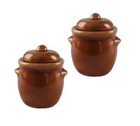 Yusat Miniature Ceramic Jars, 2Pcs 1:12 Scale Retro Tiny Urns with Hand Finished Glazes for Dollhouse Miniature Scene Decor (Pot 2.7x3.5x2.7cm / 1.06x1.4x1.06in)