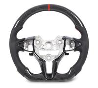 Yusat Perforated Leather Carbon Fiber Steering Wheel with Button Trim Replacement for I30 N 2018 and After