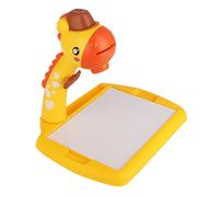 Yusat Projection Drawing Board Kids Drawing Board LED Writing Adjustable Projection Lamp 3 Slides 24 Patterns 3 Ways Plane Tilt Vertical with Music Lighting for Children (S Giraffe Yellow)