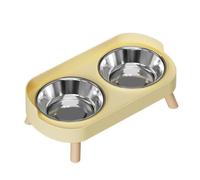 Yusat Raised Dog Bowl Set Elevated Dog Bowls with Splash Guard and Non-Slip Base 2x400ML Stainless Steel Bowls for Medium Large Dogs