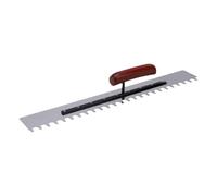 Yusat Square Notched Trowel 50cm Stainless Steel Extended Handle | 0.8mm Polished Cutter, Cast Aluminum Joint, for Wall and Floor Tile Mortar, Adhesive Spreading