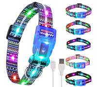 YUSHANG LED Dog Collar, USB Rechargeable, Waterproof IP68, Multi-Colour Light Up Safety Collar with 5 Colour Options- ML(Neck:14.17-24.8")