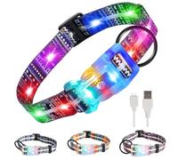 YUSHANG Upgraded Version Light Up Dog Collars,LED Dog Collar Rechargeable Waterproof,Prevent Detachment Plastic Buckle Glow Collar for Medium Large Dogs.XL(Bohemian Blue)