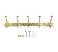 YuShaTra Antique European Coat Hook, Wall Mounted Zinc Alloy Hook Rack with 5 Hooks, Heavy Duty Bathroom Coat Hanger for Hanging Coats Jackets Hats Towels, Gold Vintage Clothes