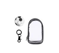 Yushen Clear Doll Display Case Keychain for Mystery Box Mini Figures, PVC Doll Bag Keychain Charms with Pompom Ball for Collectibles
