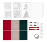 Yushen Merry Christmas Sashiko Kit Sashiko Thread, Water Soluble Patterns Embroidery Kit for Beginners, Sashiko Needles and Thimble Fabric, Hand Quilting and Sewing Supplies