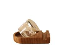 Yushen Upgrade Wooden Tilting Calligraphy Pen Holder with Empty Glass Ink Bottle Container, Calligraphy Oblique Nib Holder Stand Base Set Desktop Tabel Decoration