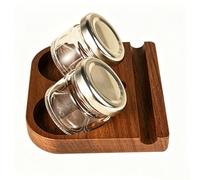 Yushen Upgrade Wooden Tilting Calligraphy Pen Holder with Two Glass Ink Bottle Container, Calligraphy Oblique Nib Holder Stand Base Set Desktop Tabel Decoration