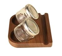 Yushen Upgrade Wooden Tilting Calligraphy Pen Holder with Two Glass Ink Bottle Container, Calligraphy Oblique Nib Holder Stand Base Set Desktop Tabel Decoration