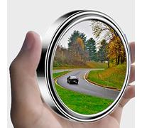 yusheng 2pc 3” Adjustable large Round Stick-on Convex Spot Mirror, big HD Glass Convex Rear View Mirror,Strong Adhesive Blind Spot Mirror for Car, Van, SUV and Trucks (3"(75mm), Silver frame)
