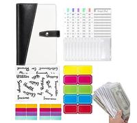 Yusheng Budget Planner, A6 Budget Binder, Leather Binder Notebook with 12 Clear Cash Envelopes Pockets and Expense Budget Sheet, Money Saving Wallet Organiser Binder