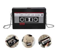 YushengTai 90s Slanted Shoulder Bag Radio Back to The 80s Outfit Women's Chain Bag Handbag 90s Accessories 90s Party, black, 7,5 x 2 x 4,7 Zoll; 310 Gramm