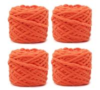 YushengTai Chunky Wool, 4 x 100 Fluffy Yarn 7-8mm, Chunky Yarn for Hand Knitting, Suitable for Knitting Hats, Scarves, Sweaters, Shoes (Orange Red)