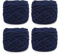 YushengTai Chunky Wool, 4 x 100 Fluffy Yarn 7-8mm, Chunky Yarn for Hand Knitting, Suitable for Knitting Hats, Scarves, Sweaters, Shoes (Navy Blue)