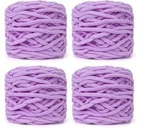 YushengTai Chunky Wool, 4 x 100 Fluffy Yarn 7-8mm, Chunky Yarn for Hand Knitting, Suitable for Knitting Hats, Scarves, Sweaters, Shoes (Light Violet)
