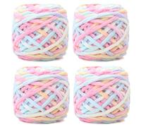 YushengTai Chunky Wool, 4 x 100 Fluffy Yarn 7-8mm, Chunky Yarn for Hand Knitting, Suitable for Knitting Hats, Scarves, Sweaters, Shoes (Cotton Candy)
