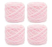 YushengTai Chunky Wool, 4 x 100 Fluffy Yarn 7-8mm, Chunky Yarn for Hand Knitting, Suitable for Knitting Hats, Scarves, Sweaters, Shoes (Light Pink)
