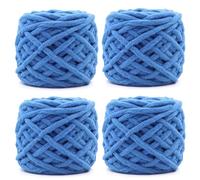 YushengTai Chunky Wool, 4 x 100 Fluffy Yarn 7-8mm, Chunky Yarn for Hand Knitting, Suitable for Knitting Hats, Scarves, Sweaters, Shoes (Sky Blue)