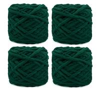 YushengTai Chunky Wool, 4 x 100 Fluffy Yarn 7-8mm, Chunky Yarn for Hand Knitting, Suitable for Knitting Hats, Scarves, Sweaters, Shoes (Dark Green)