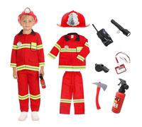 YushengTai Firefighter Costume Children, Fire Brigade Costume Children with Fire Extinguisher, Helmet and Fire Brigade Accessories, Fancy Dress Costumes Children Boys Cosplay for Carnival, Halloween