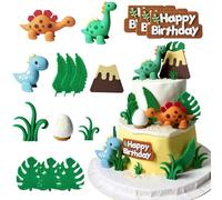 YushengTai Pack of 16 Dinosaur Cake Decorations, Dinosaur Decoration Birthday, Cake Decoration Dinosaur, Jungle Animal Theme Party Decoration, Birthday Cake Decoration for Girls and Boys