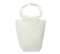 YUSHINY Women Transparent Acrylic Beaded Clutch White Fleck Top-Handle Evening Bag for Wedding Party, Transparent, S