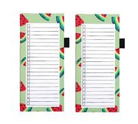 YUSHOW 2 Pcs Magnetic Shopping List Pad for Fridge, 100 Sheets Tearable Pen Clip Style Notepad，for Shopping, to Do, Meal Plans (Water Melon)